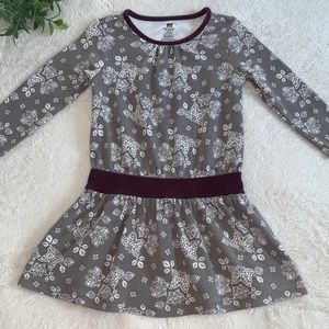 Tea Collection Gray & White Floral Dress 3 EUC Long Sleeves